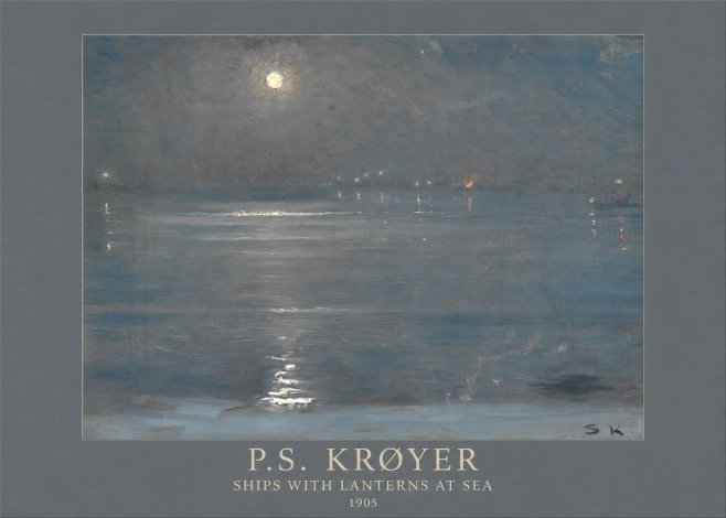 P.S. Krøyer Ships with Lanterns at Sea No5 - Plakat