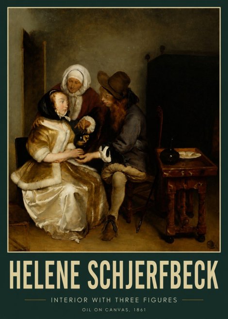 Helene Schjerfbeck Interior with Three Figures No3 - Plakat
