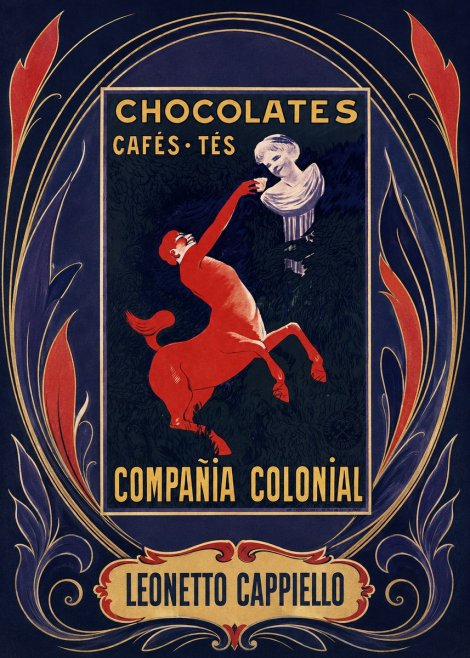 Leonetto Cappiello Chocolates, Cafés, Tés - Compañía Colonial No6 - Plakat