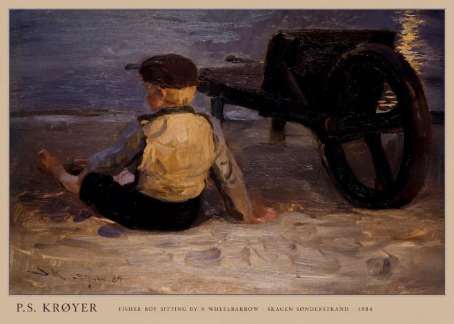 P.S. Krøyer Fisher Boy Sitting by a Wheelbarrow No6 - Plakat