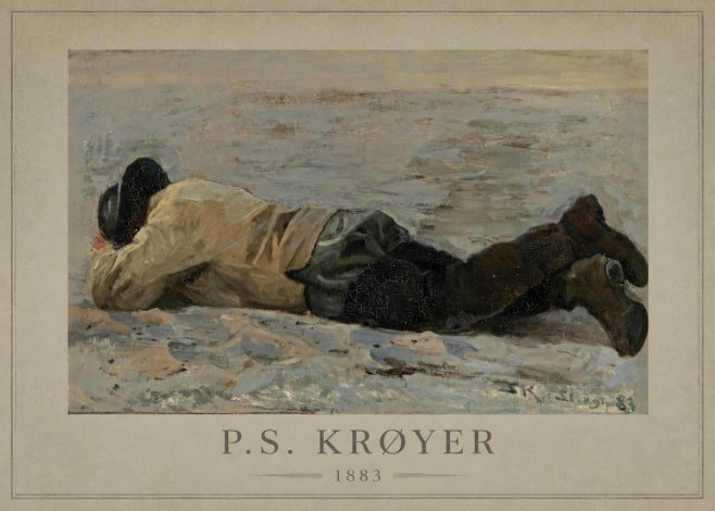 P.S. Krøyer Fisherman Lying on the Beach No1 - Plakat