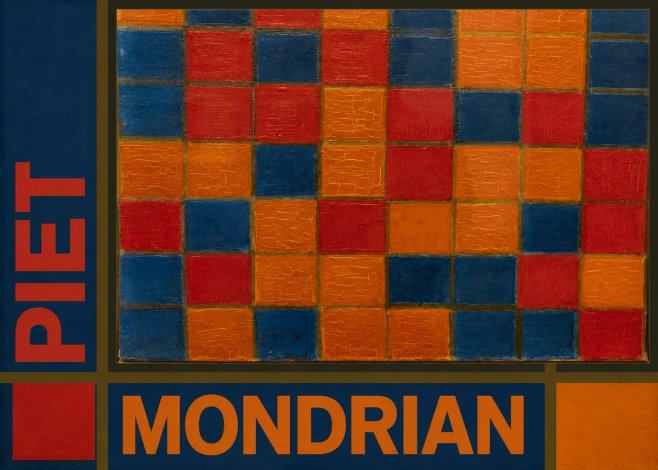 Piet Mondrian Checkerboard Composition with Dark Colors No5 - Plakat