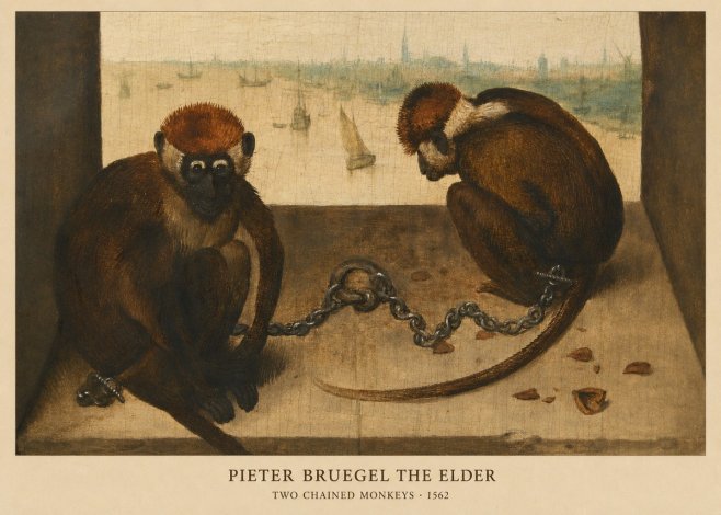 Pieter Bruegel Two Chained Monkeys II No6 - Plakat