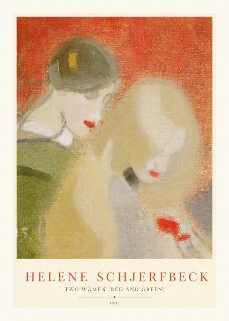 Helene Schjerfbeck Two Women (Red and Green) No1 - Plakat