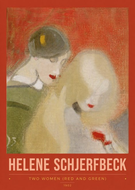 Helene Schjerfbeck Two Women (Red and Green) No2 - Plakat