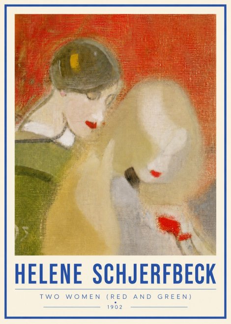 Helene Schjerfbeck Two Women (Red and Green) No4 - Plakat