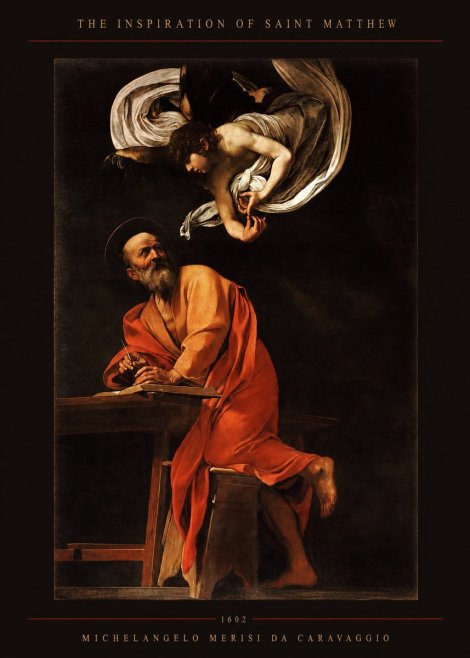 Michelangelo Merisi da Caravaggio The Inspiration of Saint Matthew II No5 - Plakat