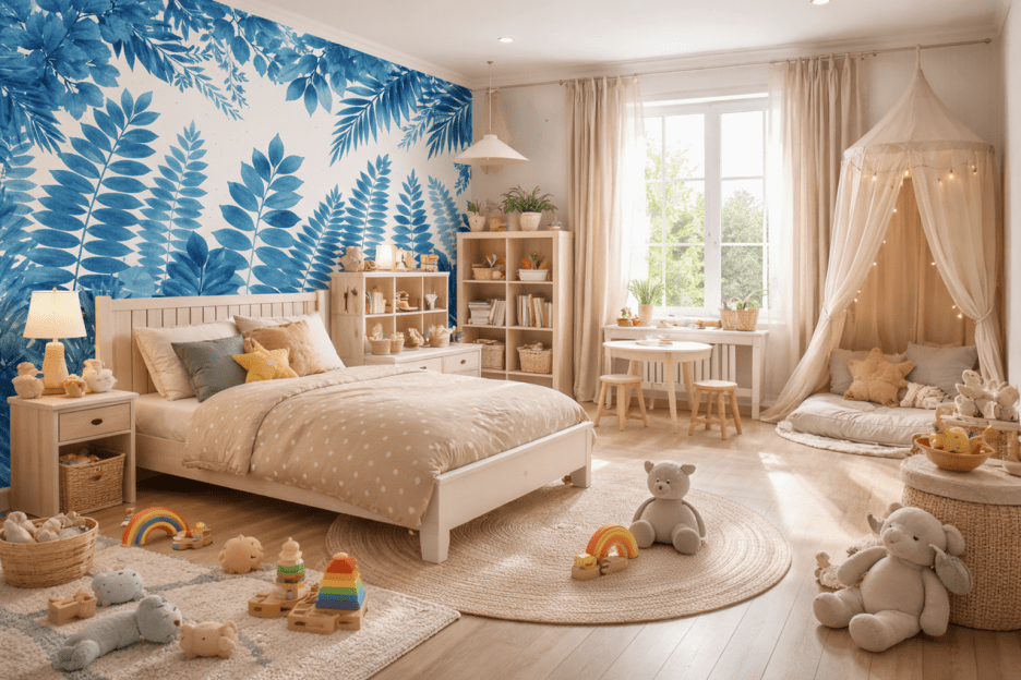 Indigo Foliage Mural