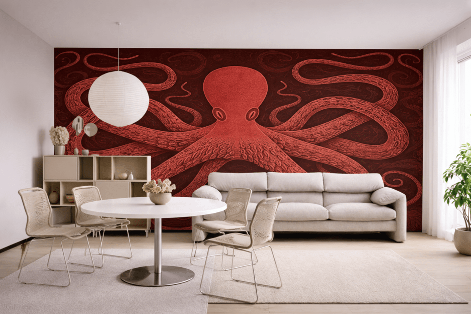 Crimson Octopus Embrace