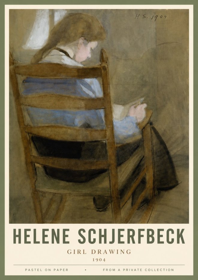 Helene Schjerfbeck Girl Drawing No3 - Plakat