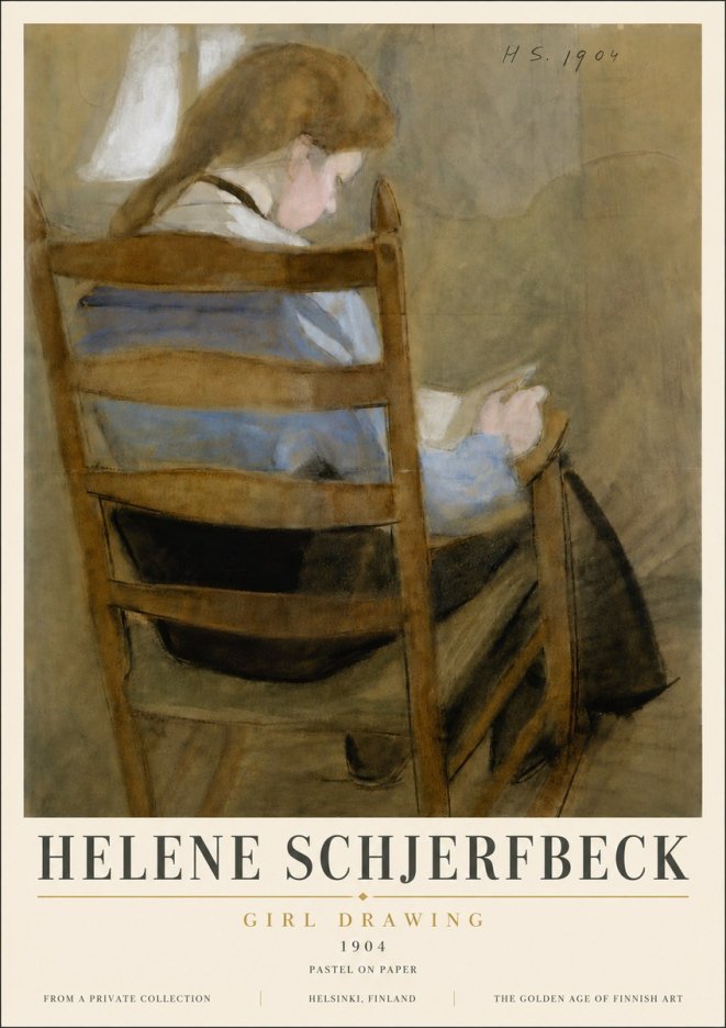 Helene Schjerfbeck Girl Drawing No6 - Plakat