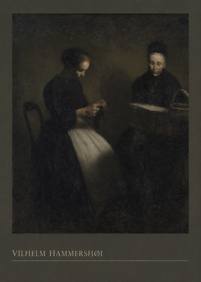 Vilhelm Hammershøi Two Women Knitting No3 - Plakat