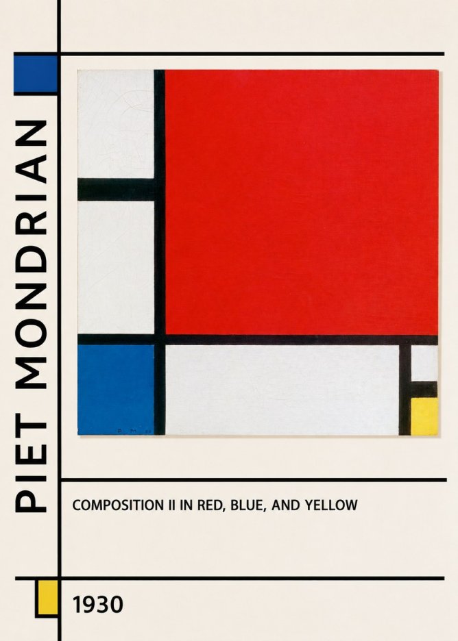 Piet Mondrian Composition Ii in Red, Blue, and Yellow No2 - Plakat
