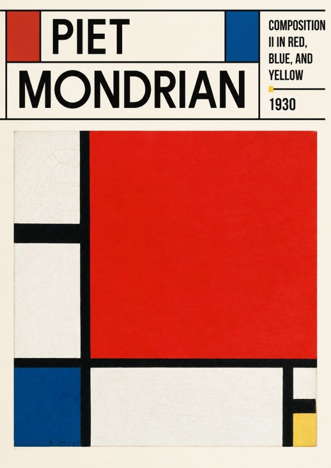 Piet Mondrian Composition Ii in Red, Blue, and Yellow No3 - Plakat