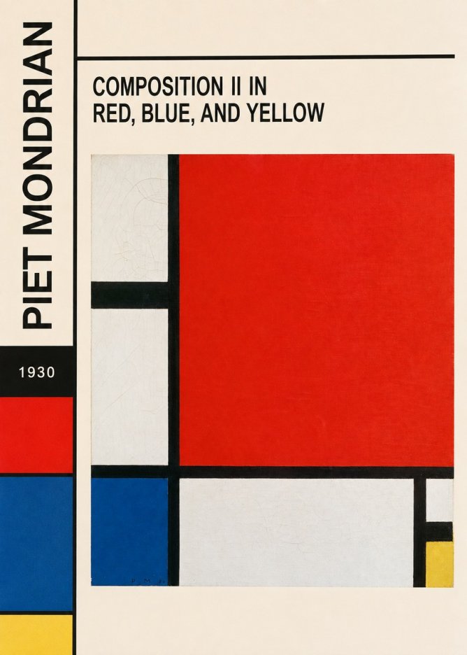 Piet Mondrian Composition Ii in Red, Blue, and Yellow No6 - Plakat