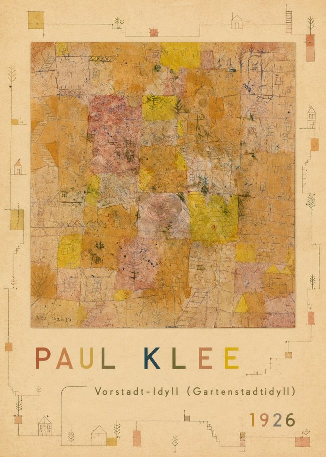 Paul Klee Vorstadt-idyll (Gartenstadtidyll) No6 - Plakat