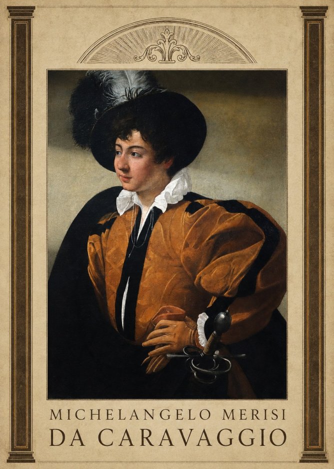 Michelangelo Merisi da Caravaggio Young Man with a Plumed Hat No5 - Plakat