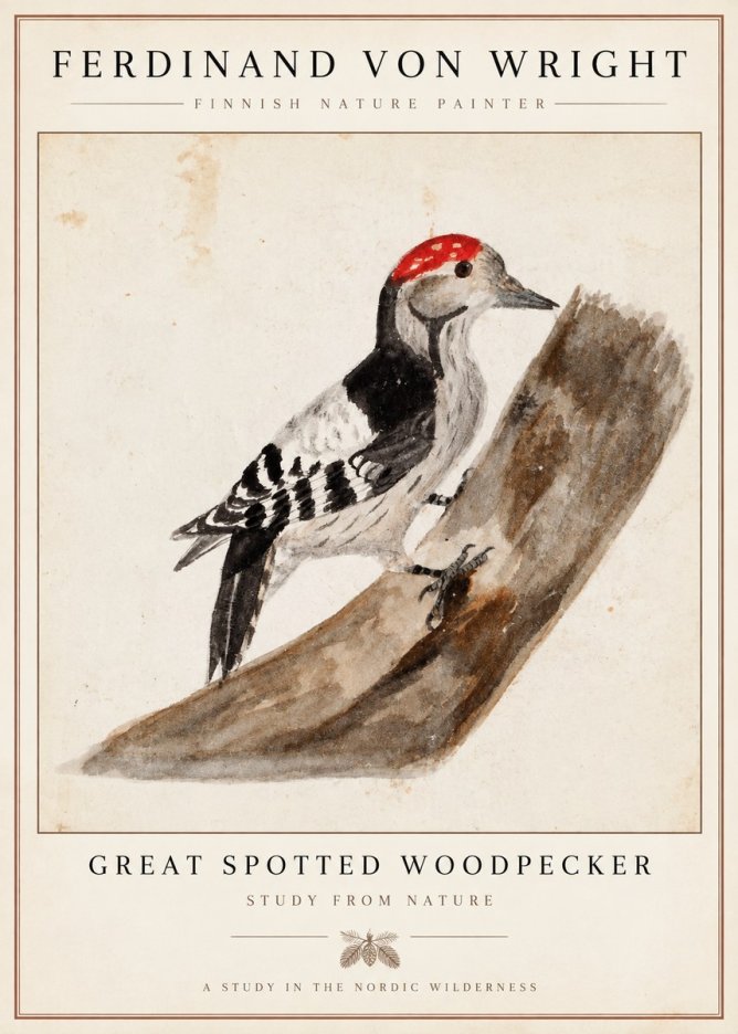 Ferdinand von Wright Woodpecker Study No5 - Plakat