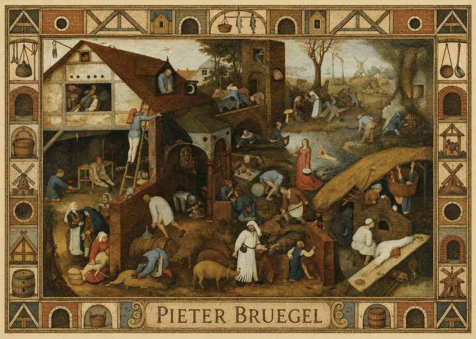Pieter Bruegel Netherlandish Proverbs I No6 - Plakat