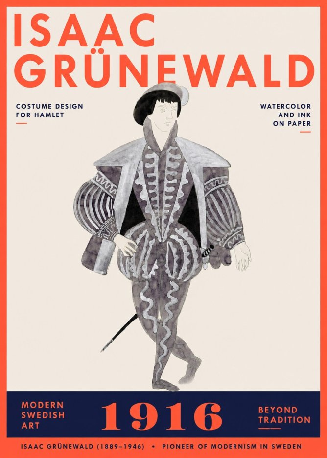 Isaac Grünewald Costume Design for Hamlet No3 - Plakat