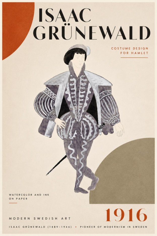 Isaac Grünewald Costume Design for Hamlet No5 - Plakat