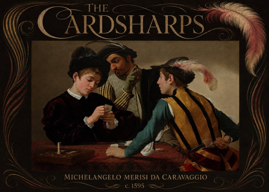 Michelangelo Merisi da Caravaggio The Cardsharps I No6 - Plakat