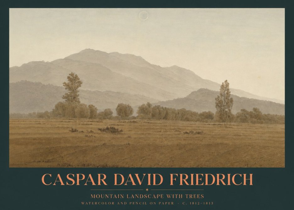 Caspar David Friedrich Mountain Landscape with Trees No2 - Plakat