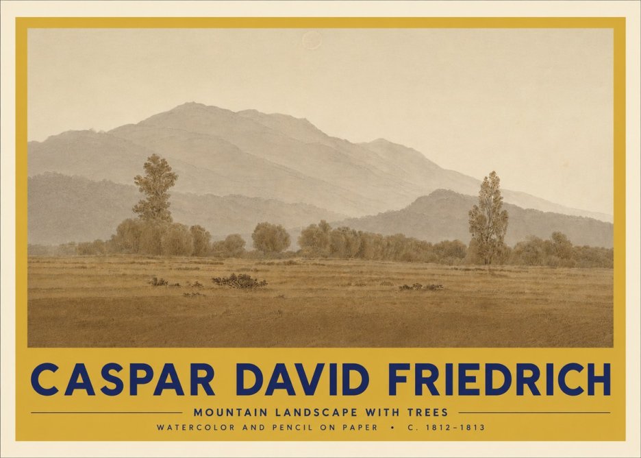 Caspar David Friedrich Mountain Landscape with Trees No3 - Plakat