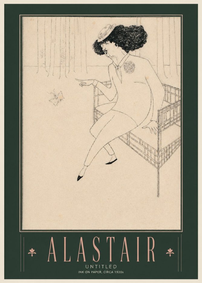 Alastair Lady with Butterfly No3 - Plakat