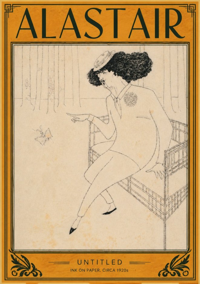 Alastair Lady with Butterfly No4 - Plakat