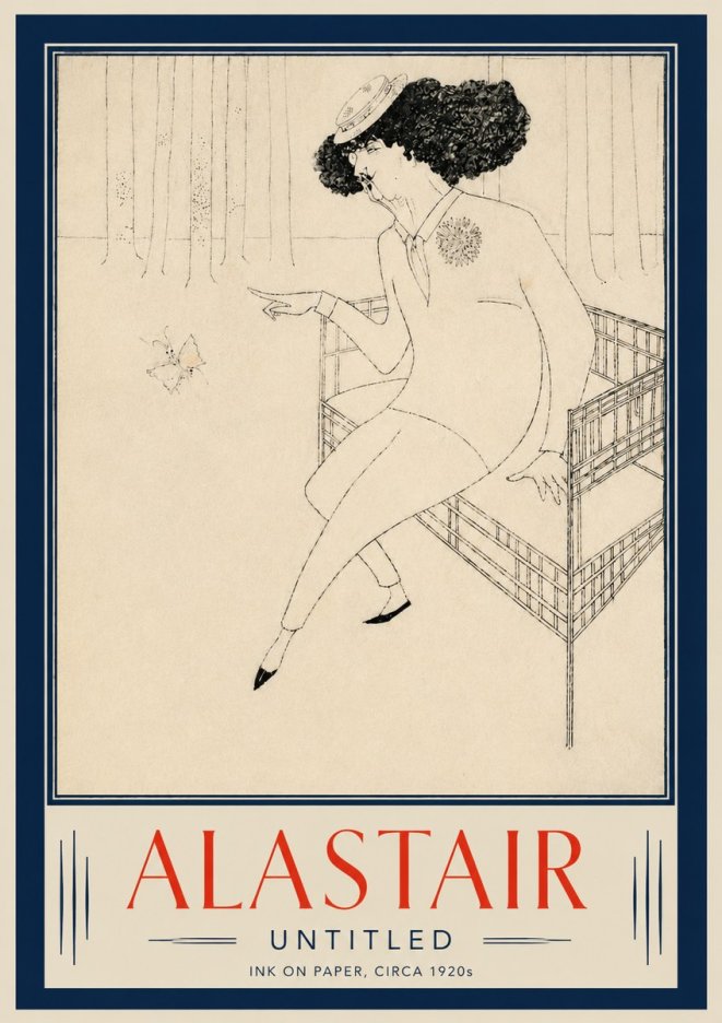 Alastair Lady with Butterfly No5 - Plakat
