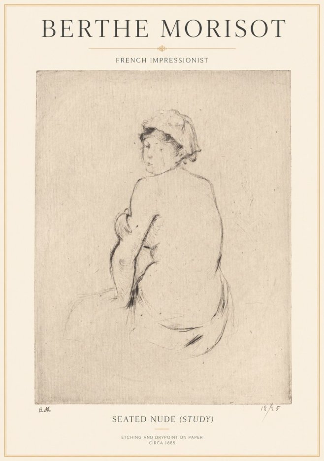 Berthe Morisot Seated Nude (Study) No1 - Plakat