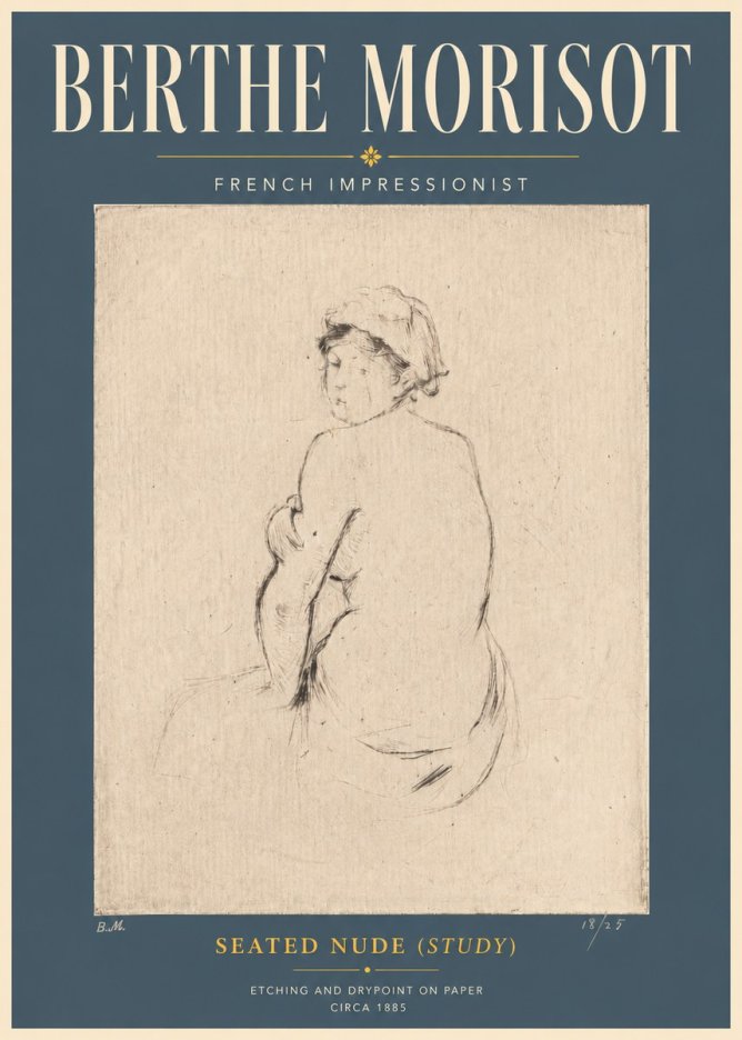 Berthe Morisot Seated Nude (Study) No6 - Plakat