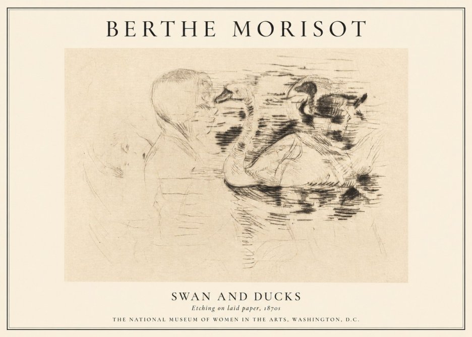 Berthe Morisot Swan and Ducks No1 - Plakat