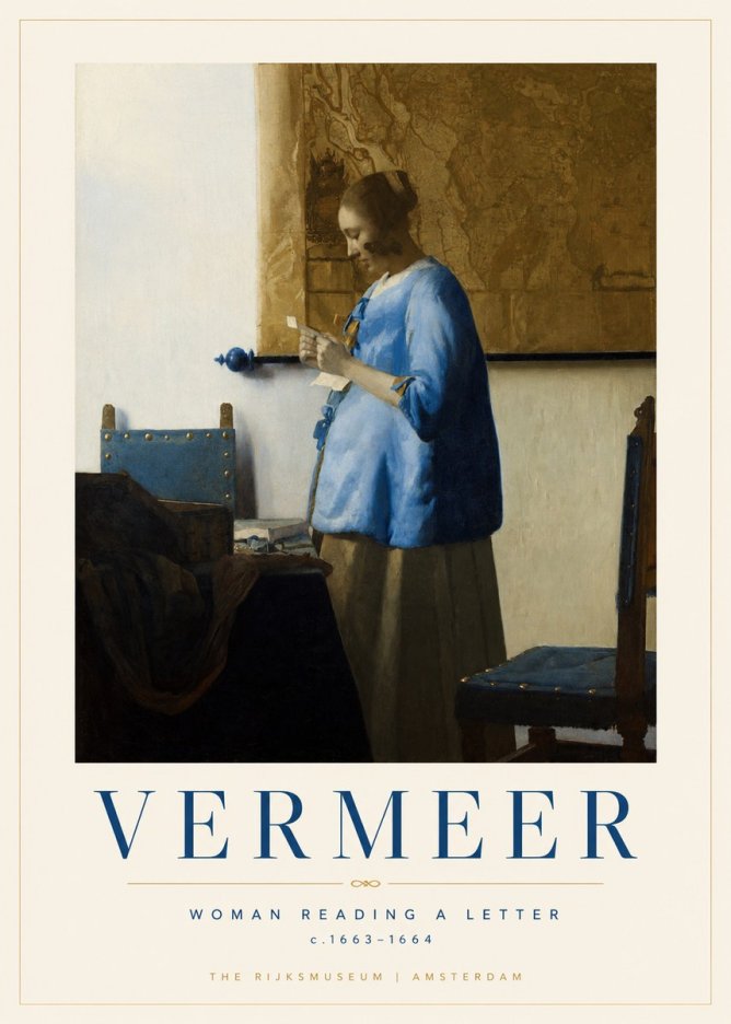 Vermeer Woman Reading a Letter No1 - Plakat