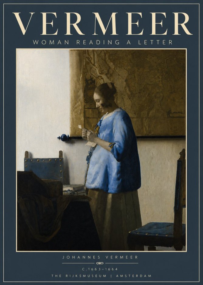 Vermeer Woman Reading a Letter No4 - Plakat