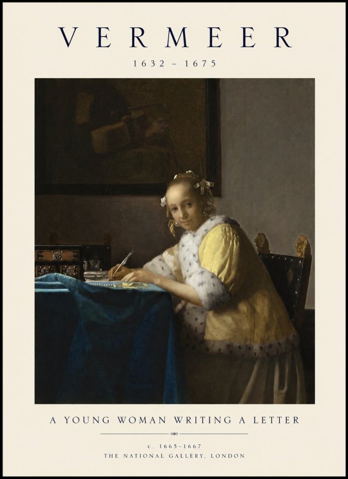 Vermeer A Young Woman Writing a Letter No1 - Plakat