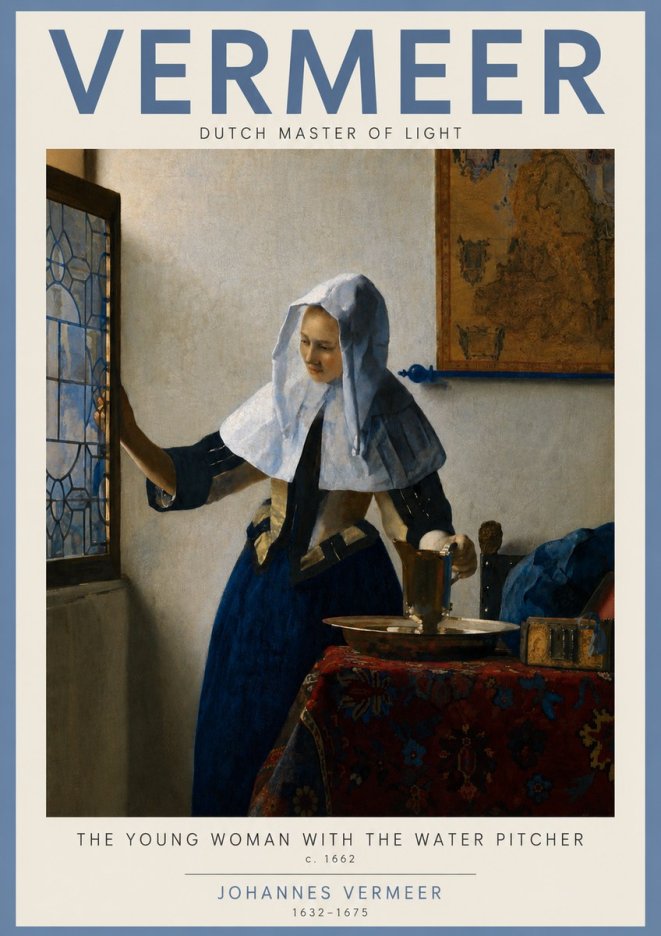 Vermeer The Young Woman with the Water Pitcher No3 - Plakat