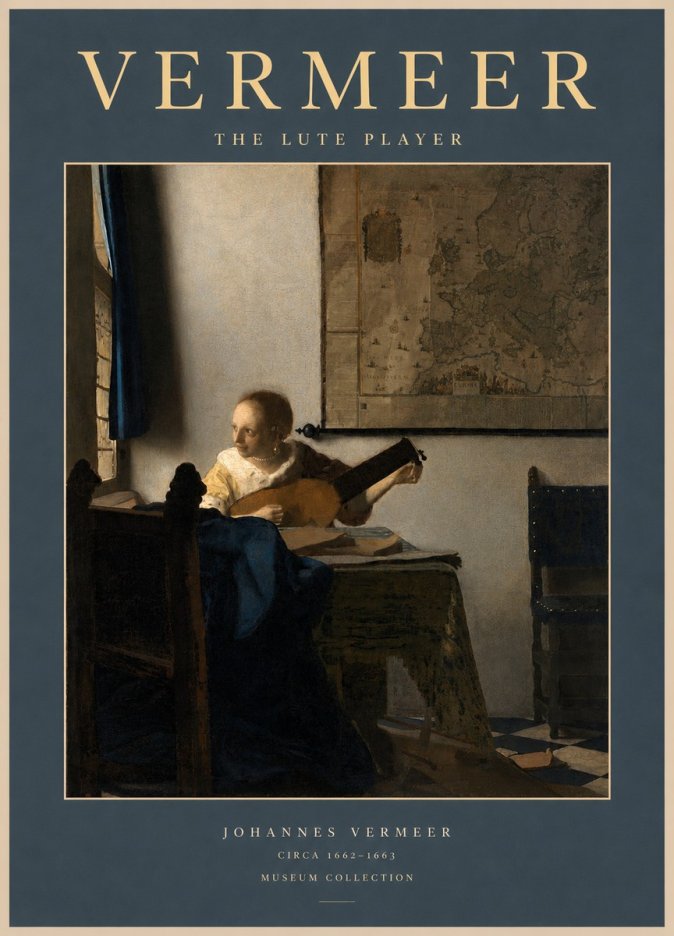 Vermeer The Lute Player No2 - Plakat