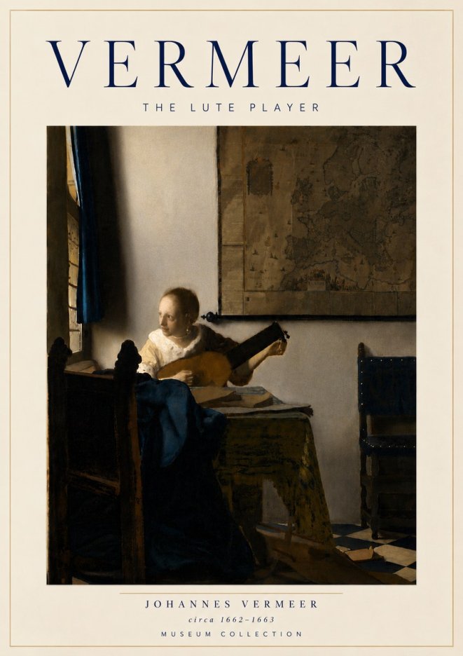Vermeer The Lute Player No6 - Plakat