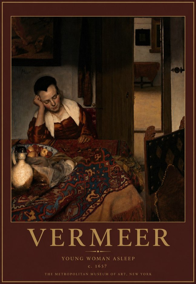 Vermeer Young Woman Asleep No5 - Plakat