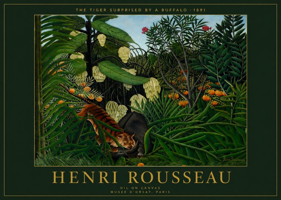 Rousseau The Tiger Surprised by a Buffalo No4 - Plakat