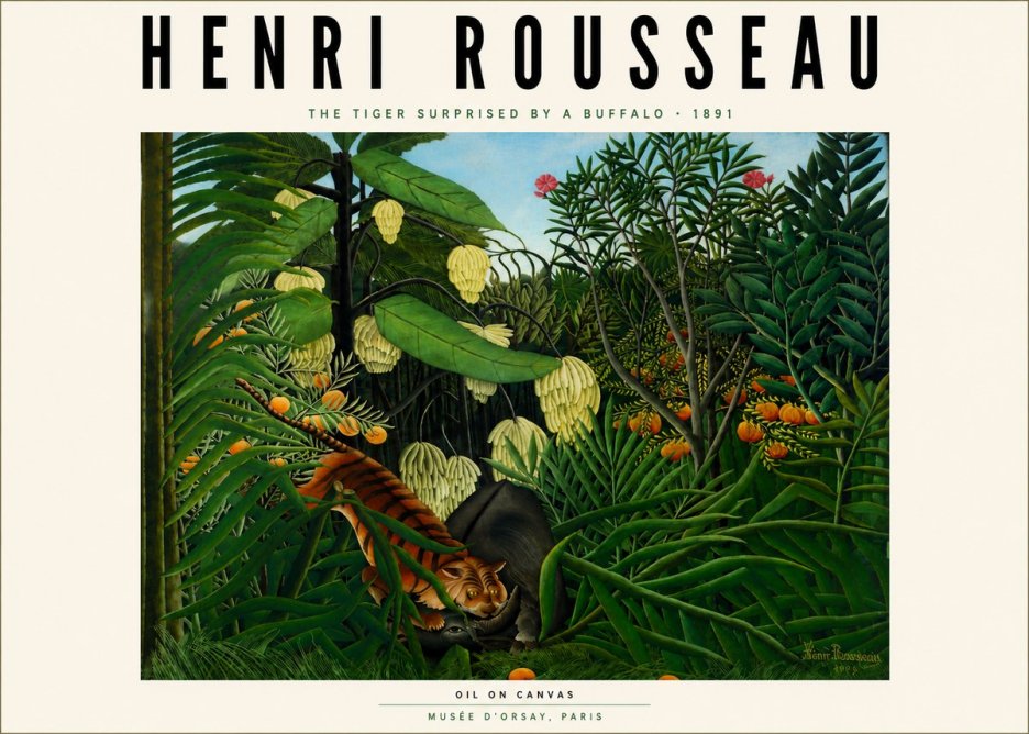 Rousseau The Tiger Surprised by a Buffalo No6 - Plakat