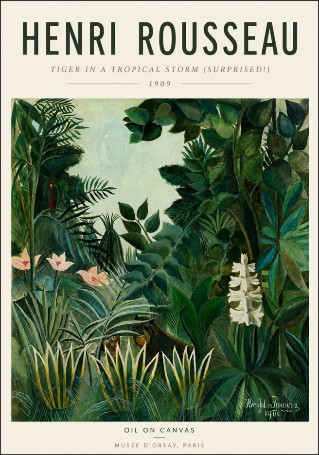Rousseau Tiger in a Tropical Storm (Surprised!) No4 - Plakat