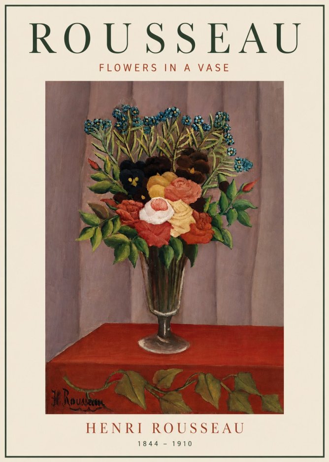 Rousseau Flowers in a Vase No4 - Plakat