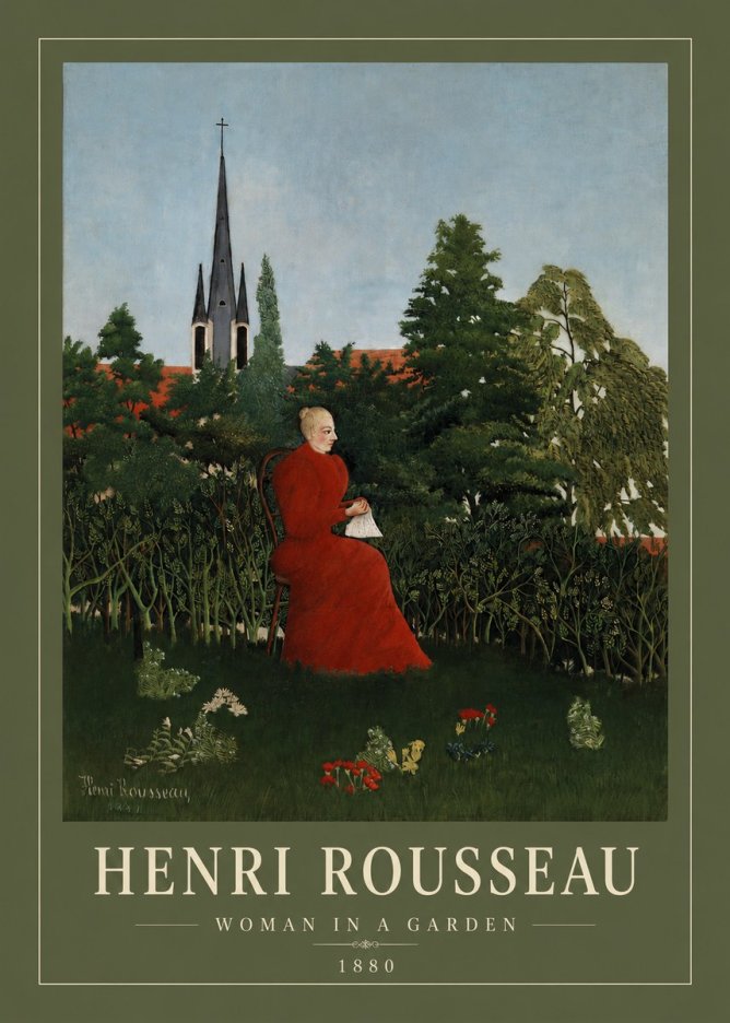 Rousseau Woman in a Garden No2 - Plakat