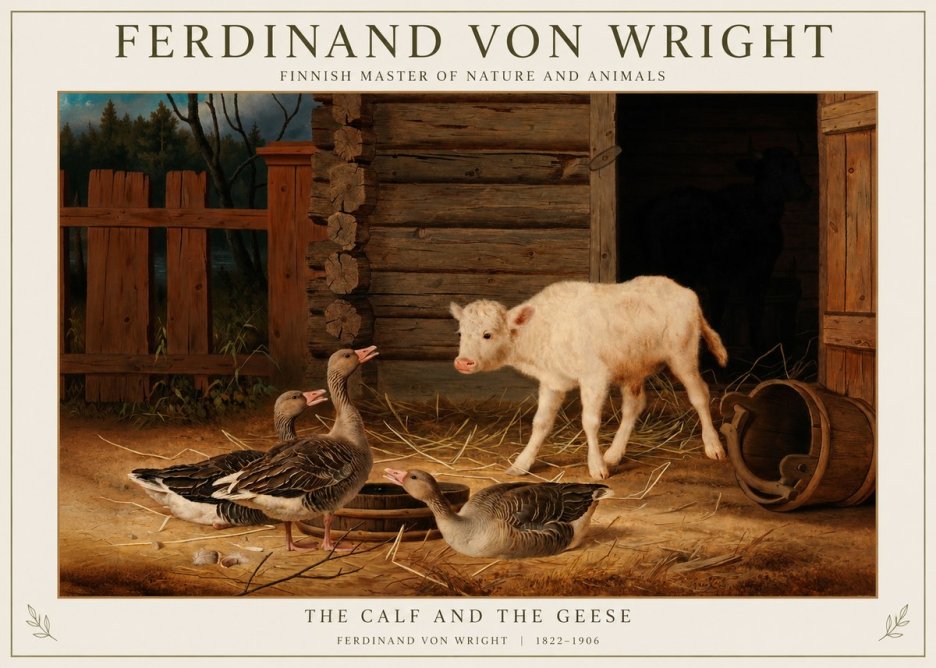 Ferdinand von Wright The Calf and the Geese No1 - Plakat
