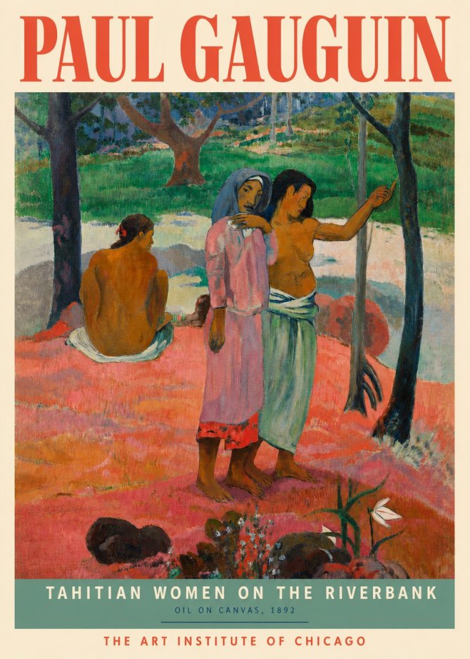 Paul Gauguin Tahitian Women on the Riverbank No3 - Plakat