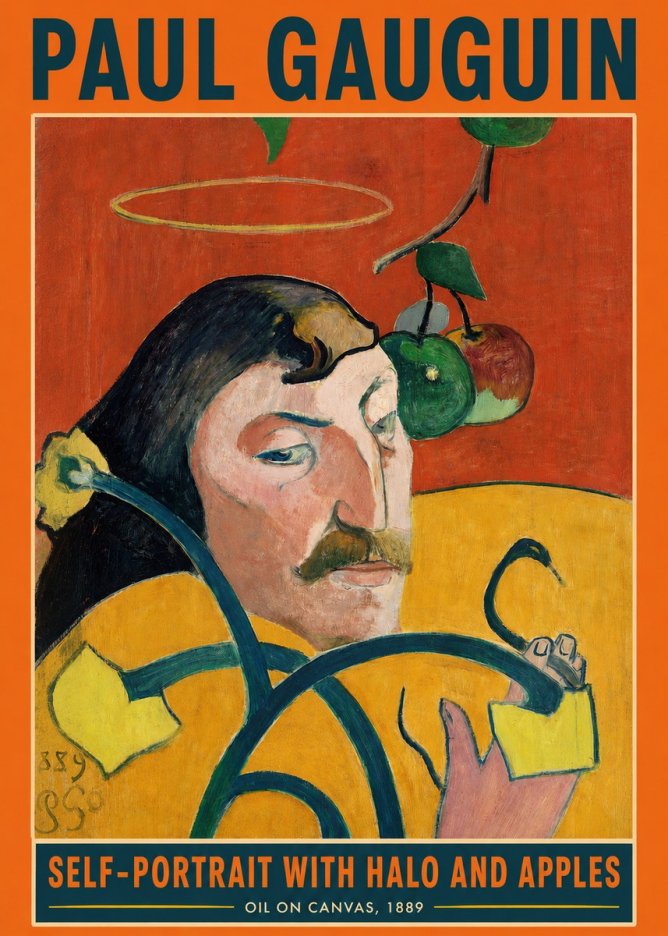 Paul Gauguin Self-portrait with Halo and Apples No2 - Plakat