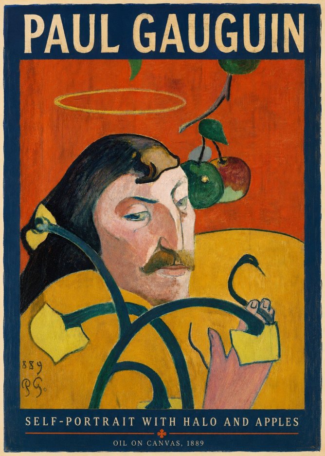 Paul Gauguin Self-portrait with Halo and Apples No4 - Plakat